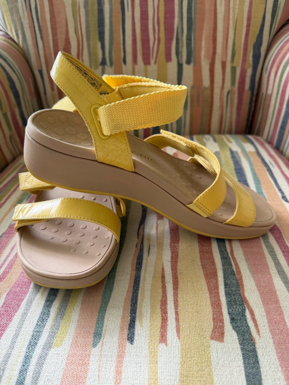 Vionic Yellow Adjustable-Strap Platform Sandals